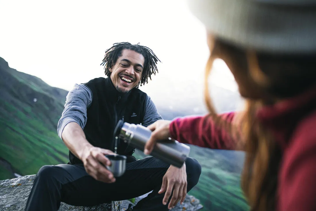 Stainless steel 0.7 L insulated bottle with cup for hiking - metal