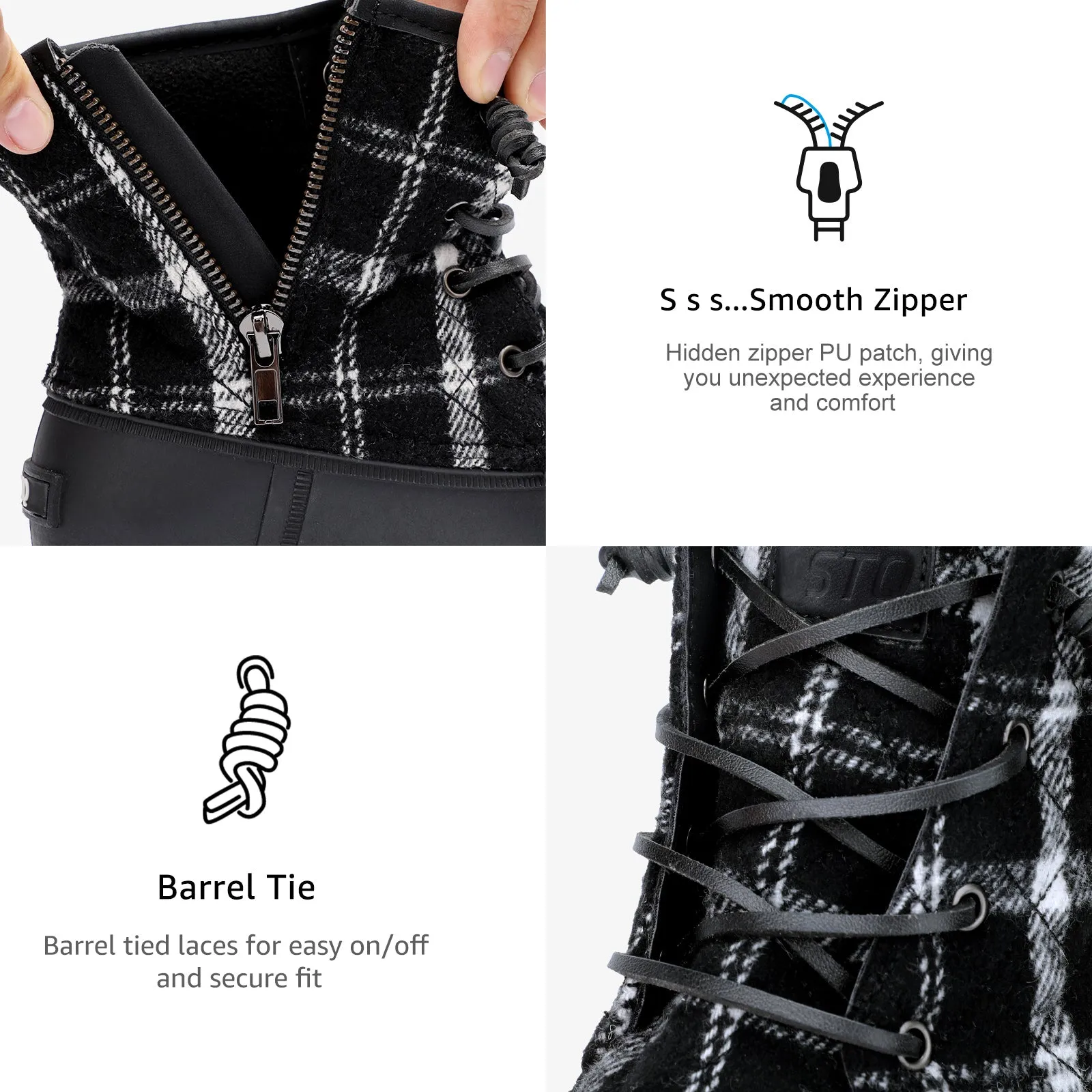 STQ Duck Boots for Women Waterproof Winter Boots Quilted Snow Boots