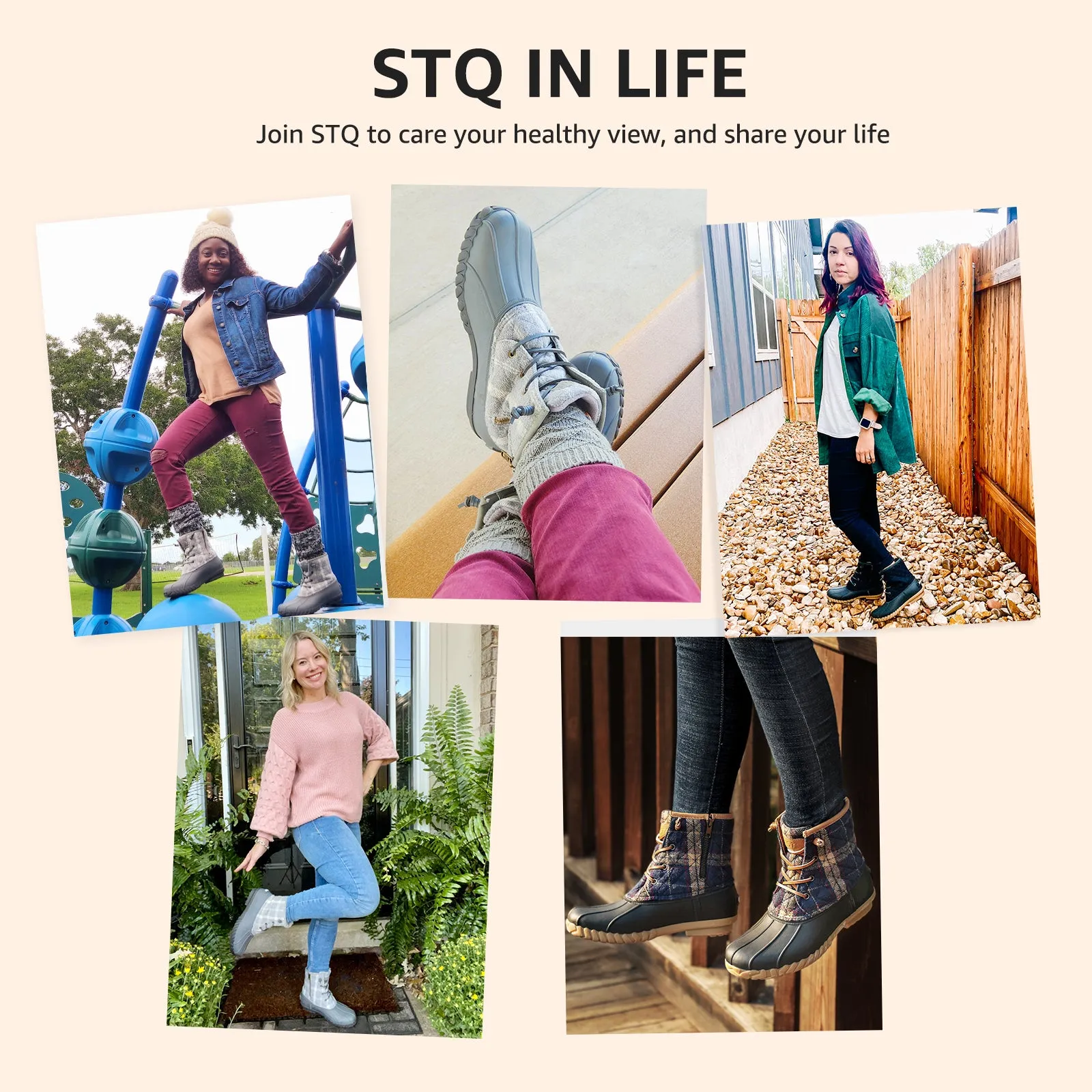 STQ Duck Boots for Women Waterproof Winter Boots Quilted Snow Boots