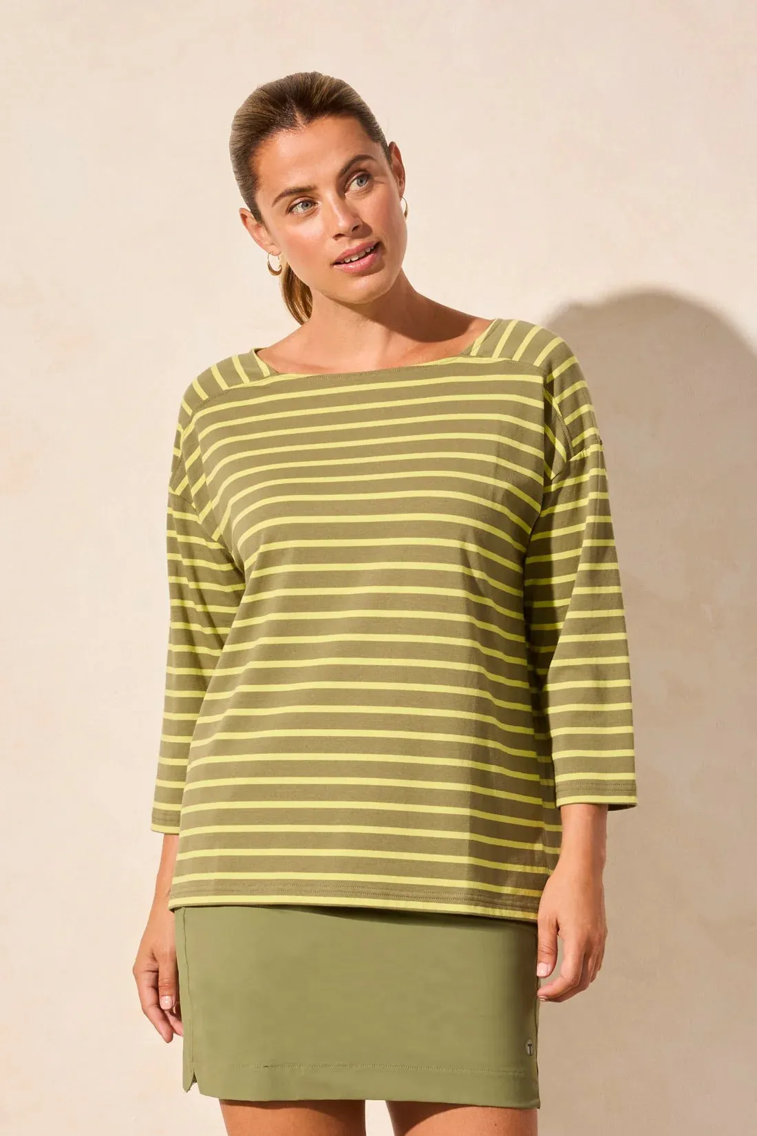 Stripe Jersey Boat Neck Top