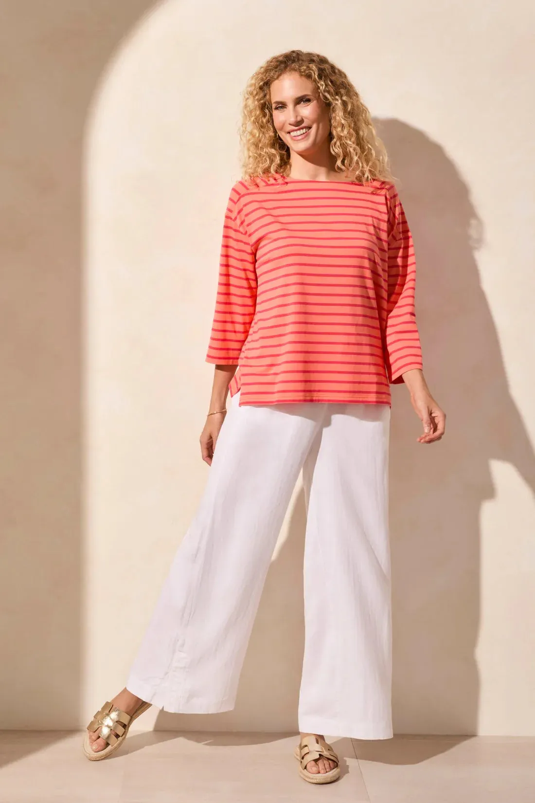 Stripe Jersey Boat Neck Top