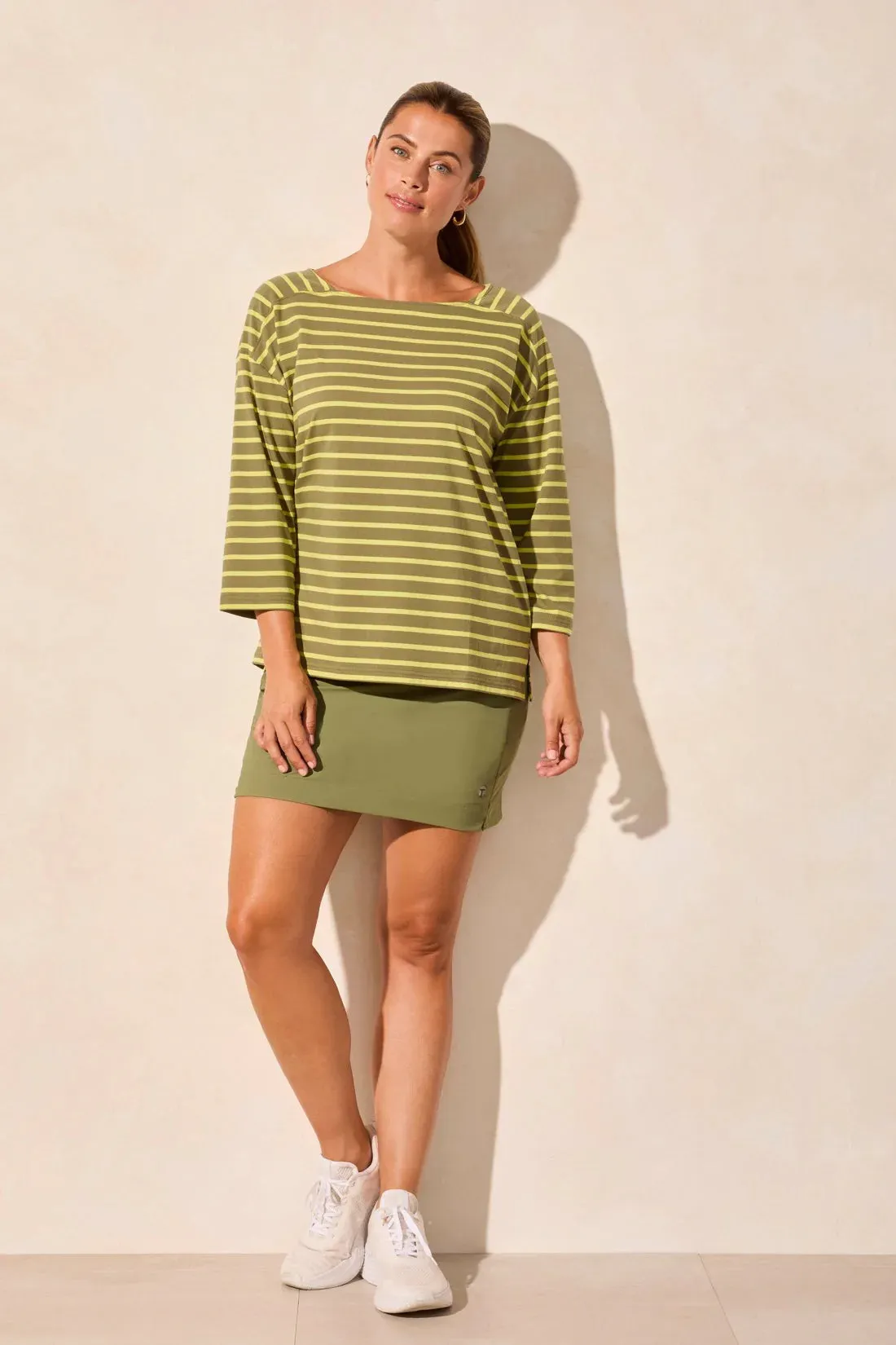 Stripe Jersey Boat Neck Top
