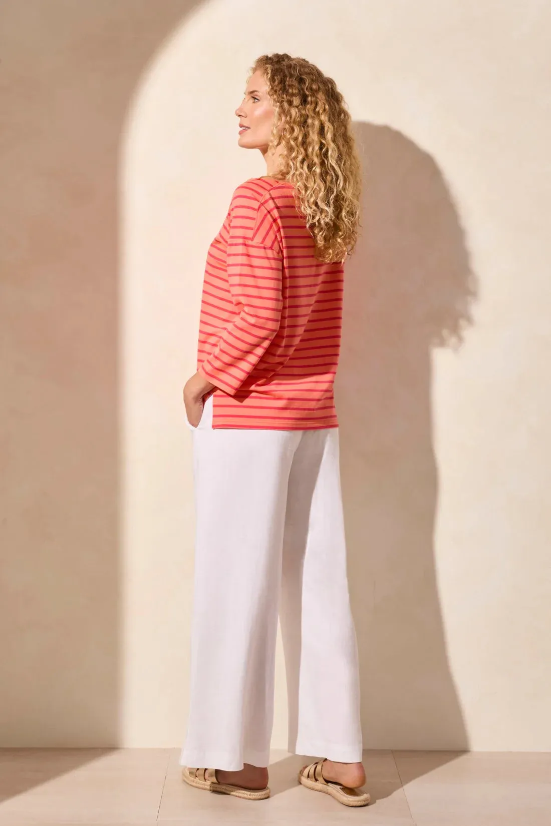 Stripe Jersey Boat Neck Top