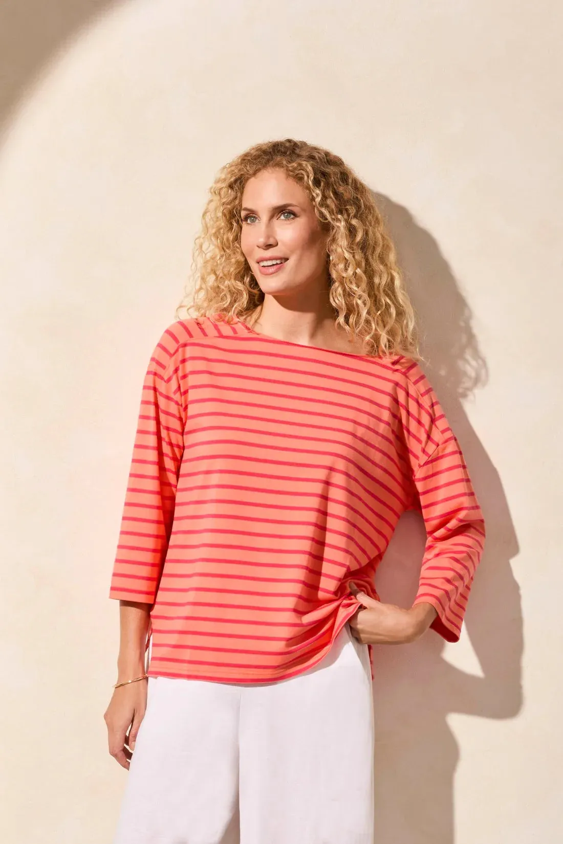 Stripe Jersey Boat Neck Top