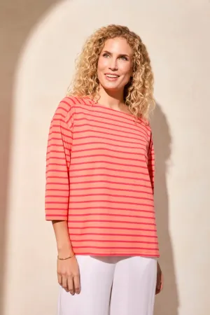 Stripe Jersey Boat Neck Top