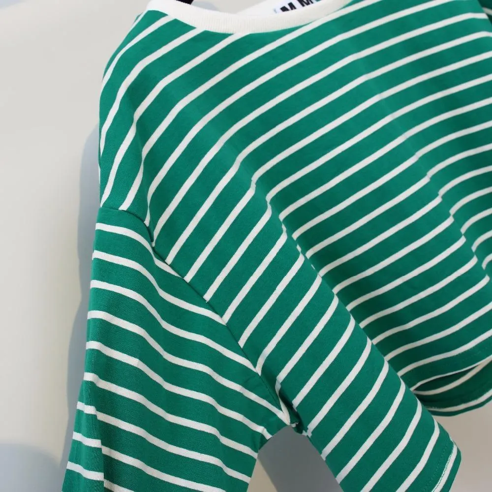 Striped Long Sleeve Crop Shirt