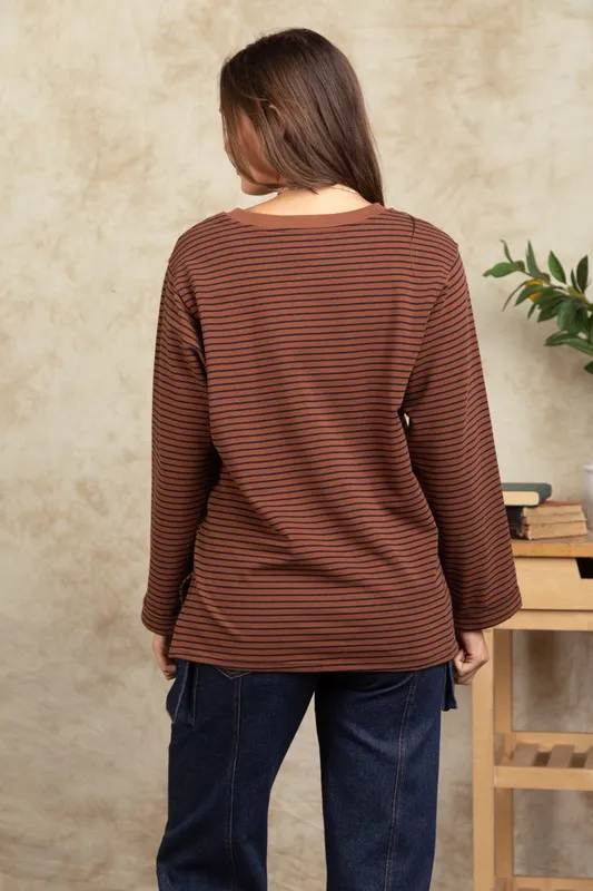 Super Soft Striped Top - Chocolate