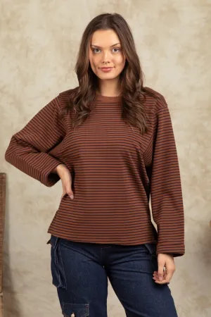 Super Soft Striped Top - Chocolate