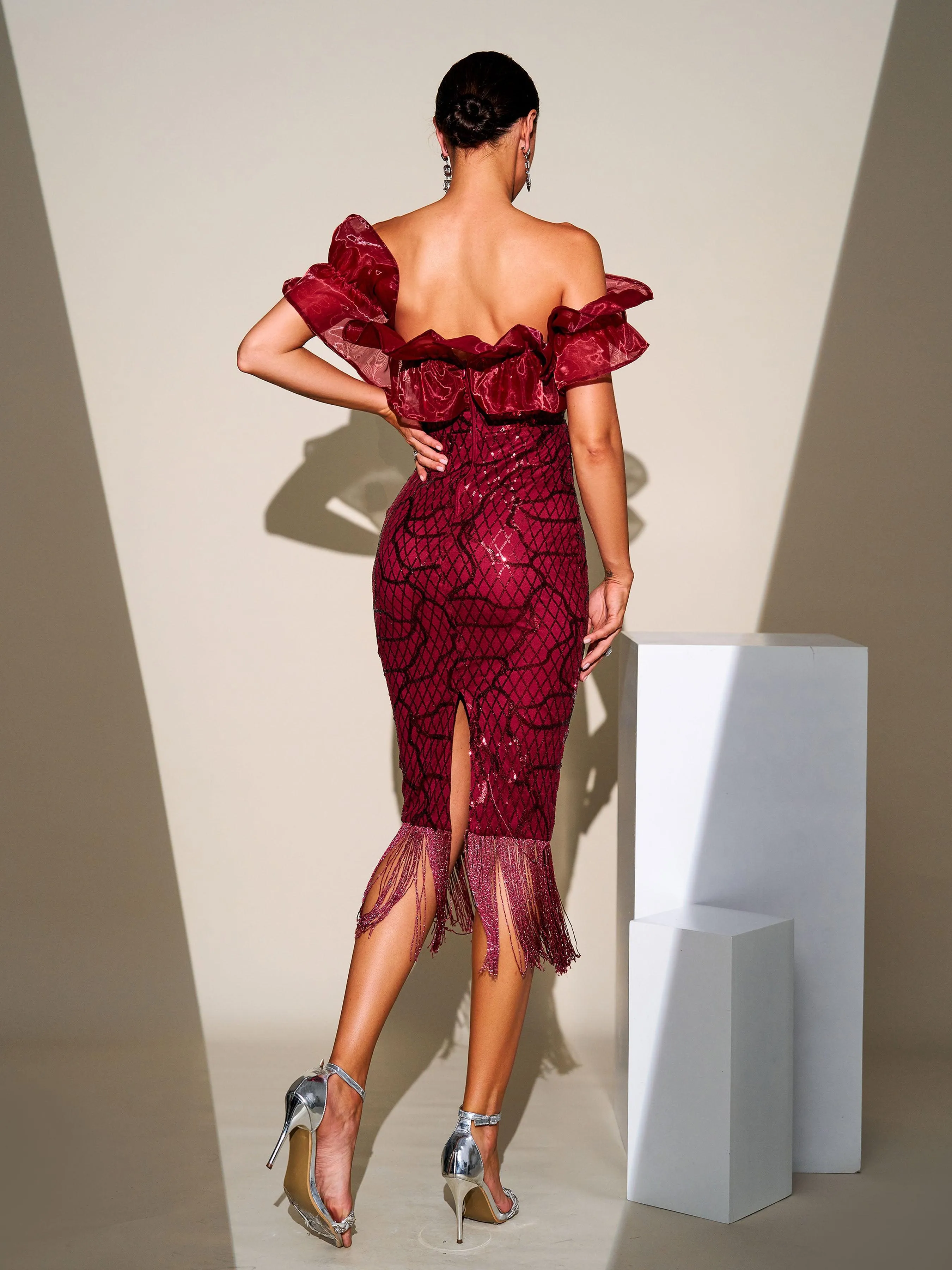 Tassel Midi Sequin Dress XJ1259