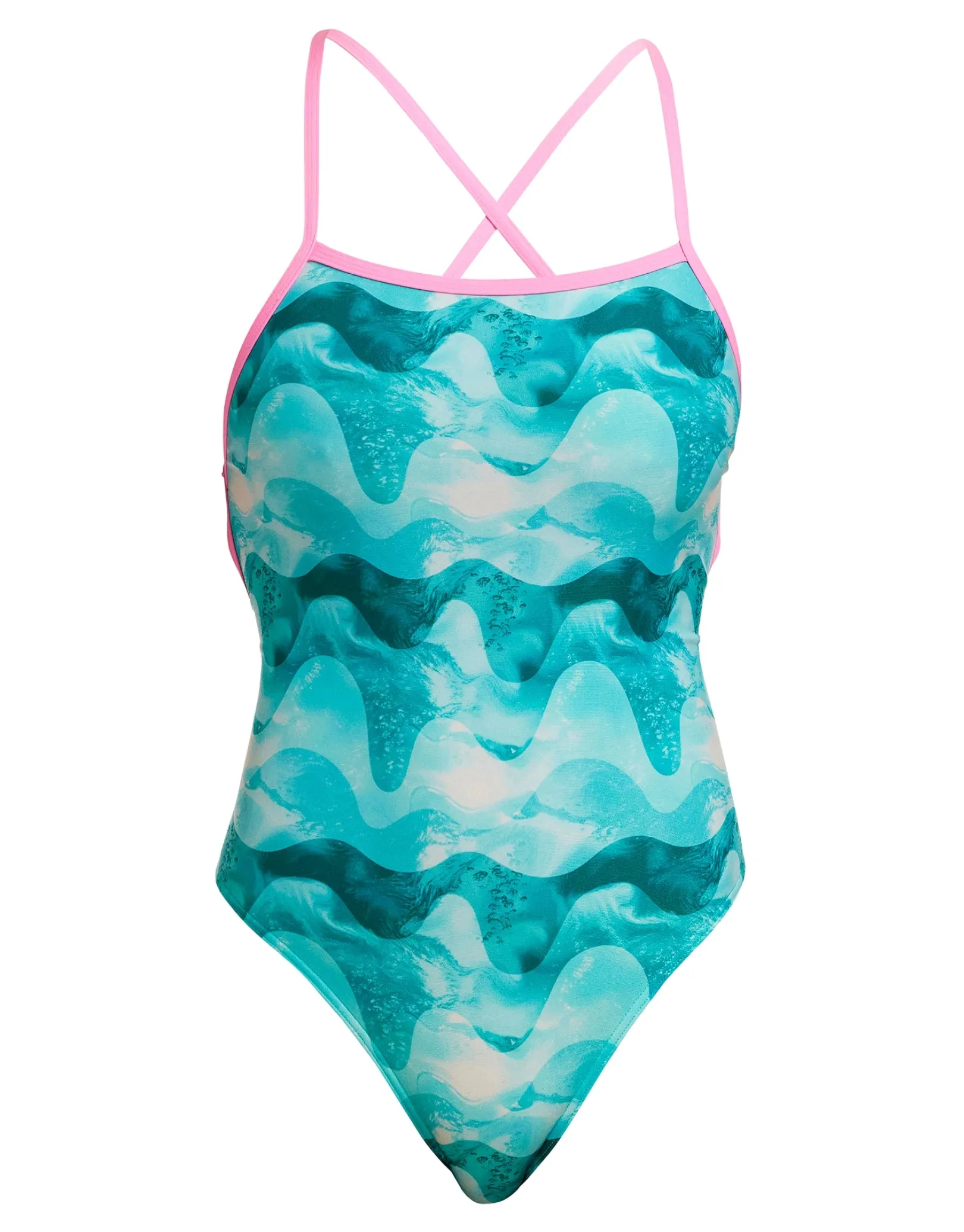 Teal Wave Strapped In Swimsuit - Blue/Green