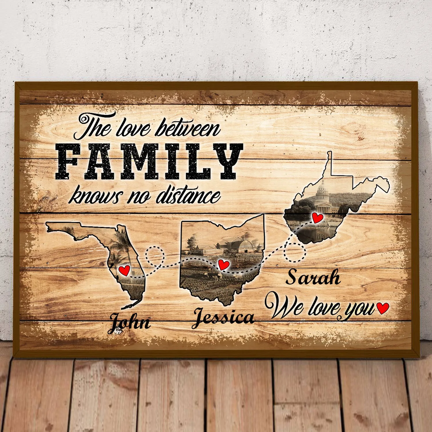 The Love Between Family Knows No Distance Poster, Custom Long Distance Family Gift