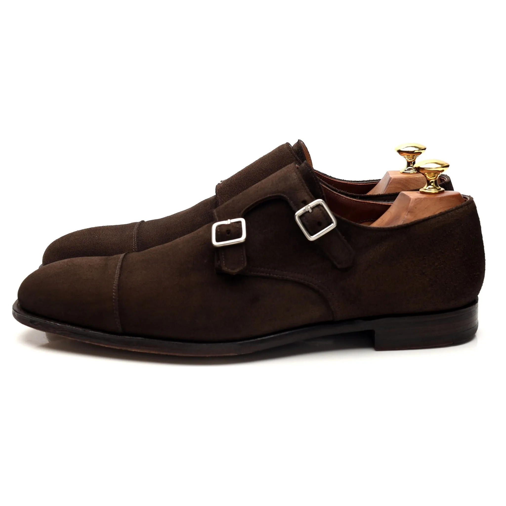 'Thomas' Dark Brown Suede Double Monk Strap UK 9 E