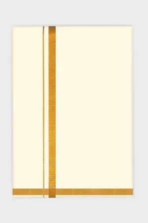 Thugira - Cream Single Layered Dhoti with Gold Jari Border For Men | Uathayam