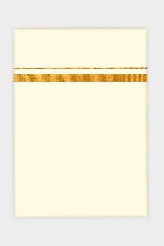 Thugira - Cream Single Layered Dhoti with Gold Jari Border For Men | Uathayam