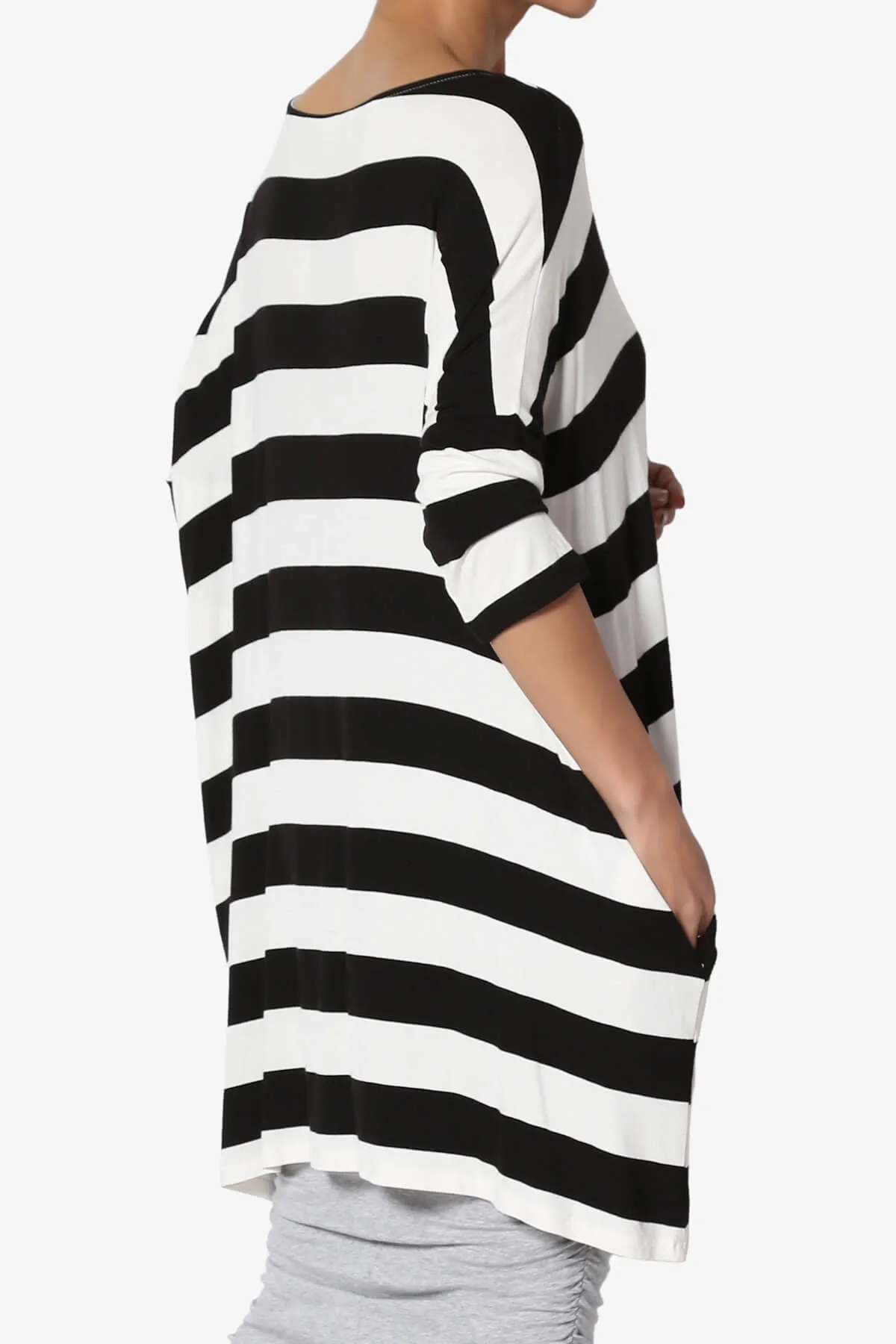 Timp Stripe Drop Shoulder Tunic Top