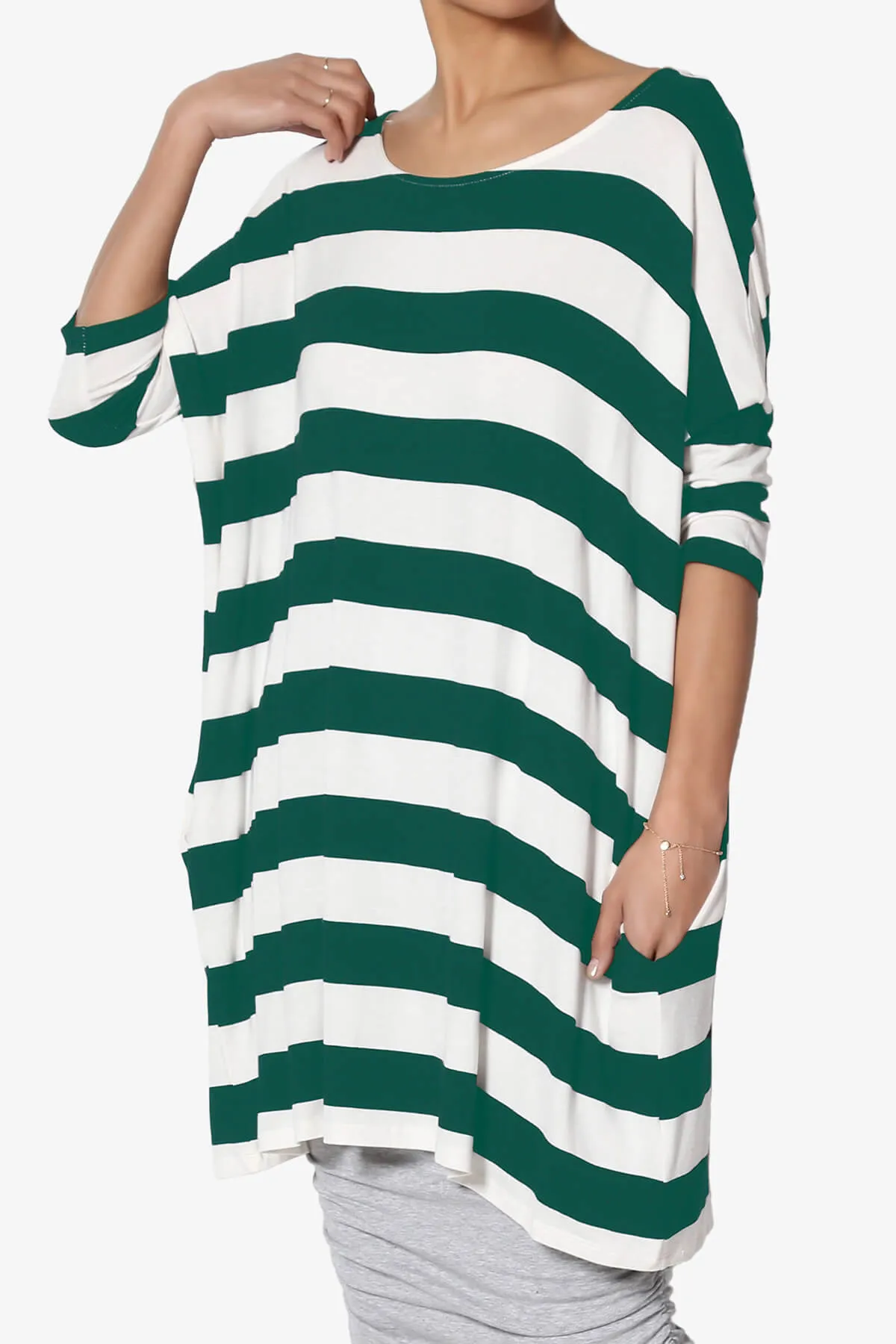 Timp Stripe Drop Shoulder Tunic Top