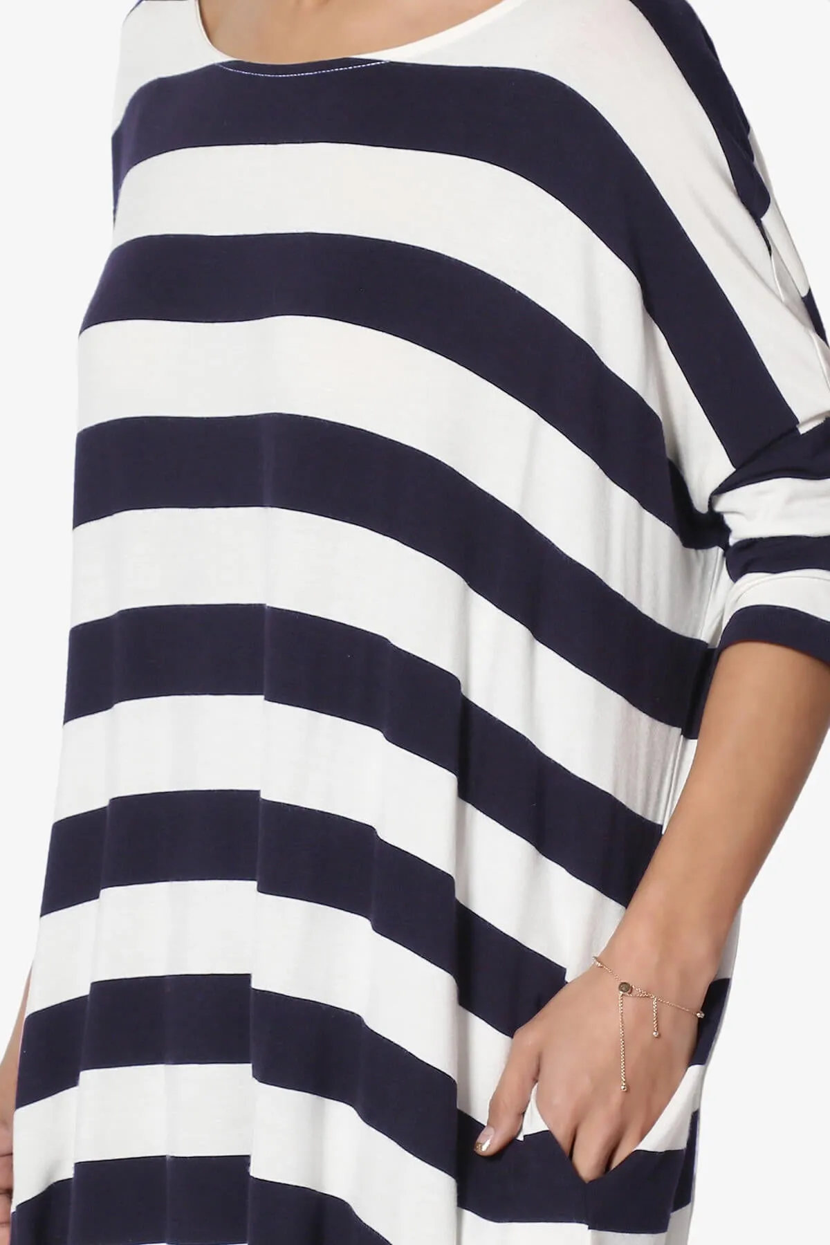 Timp Stripe Drop Shoulder Tunic Top
