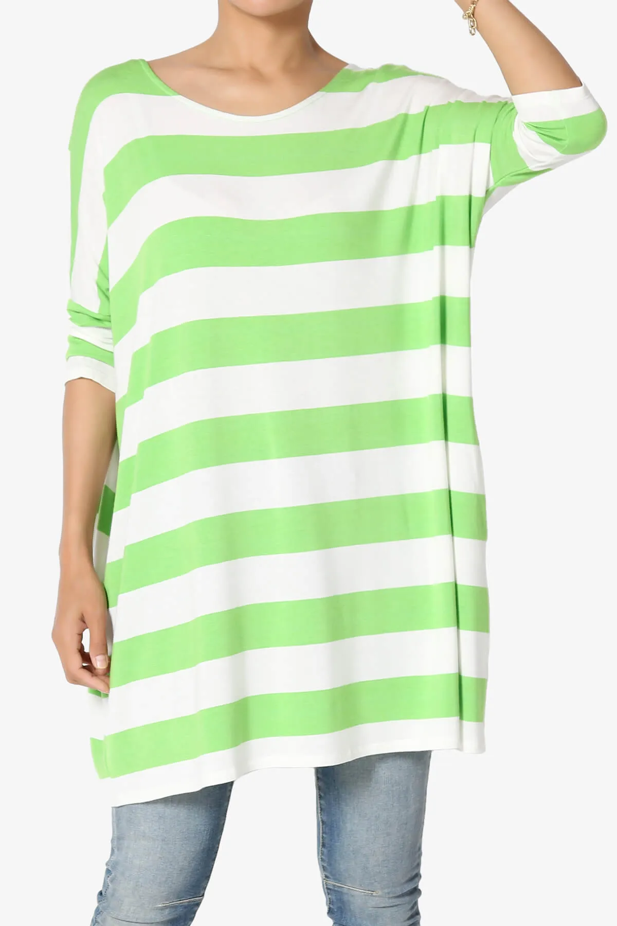 Timp Stripe Drop Shoulder Tunic Top