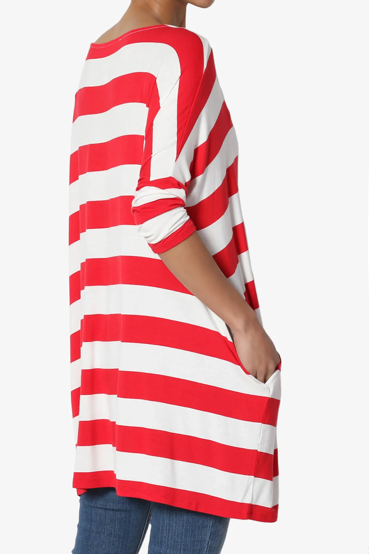Timp Stripe Drop Shoulder Tunic Top