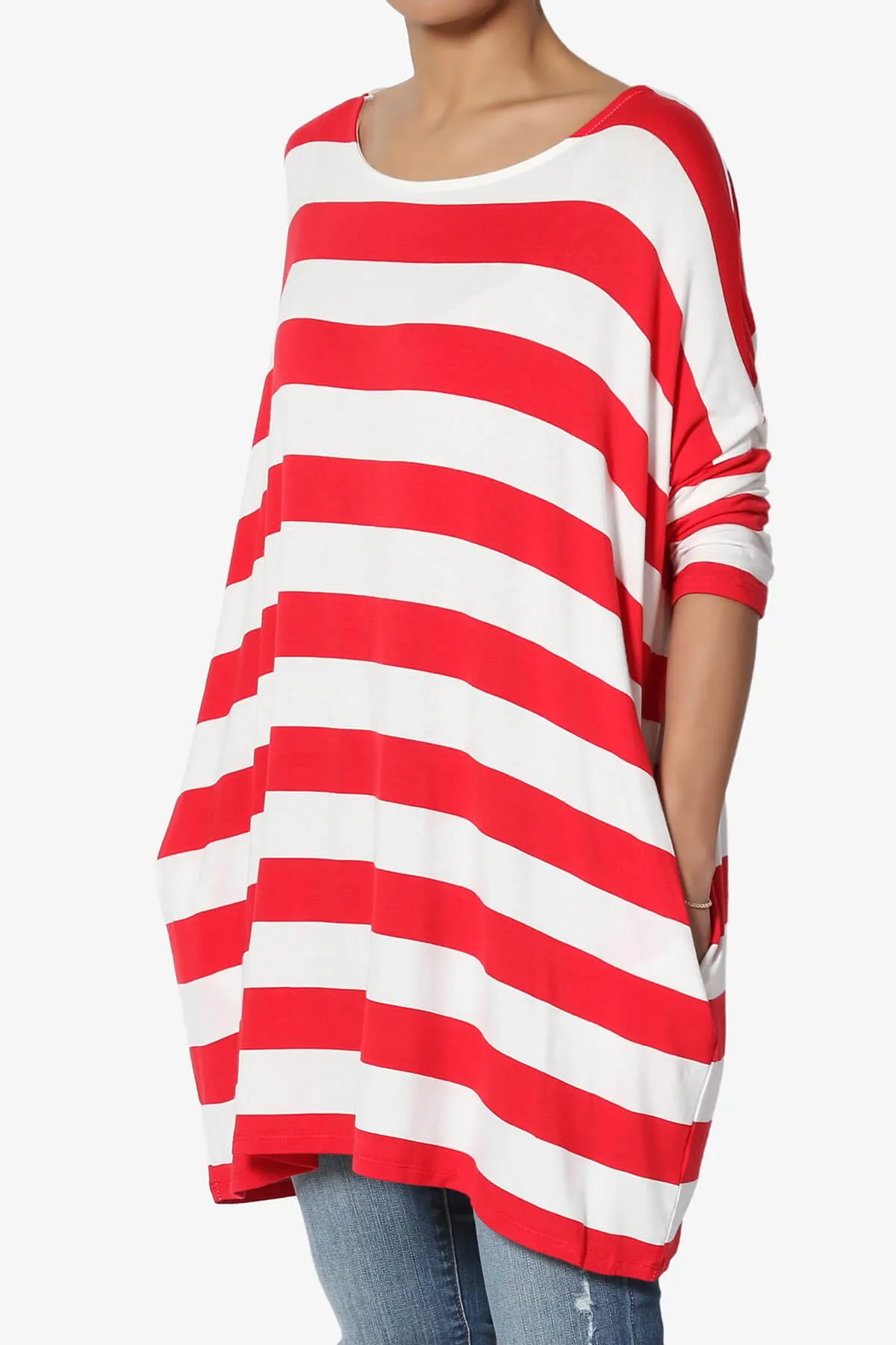 Timp Stripe Drop Shoulder Tunic Top