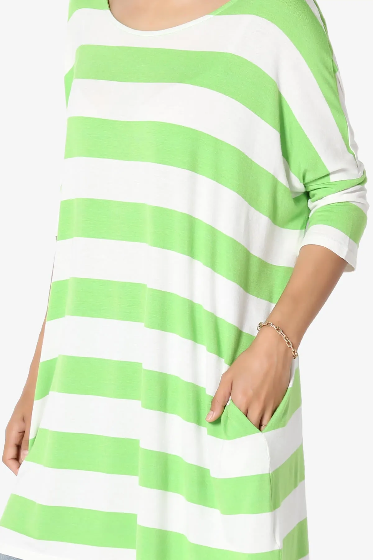 Timp Stripe Drop Shoulder Tunic Top