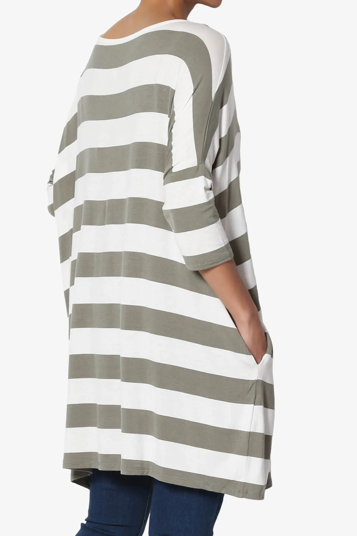 Timp Stripe Drop Shoulder Tunic Top