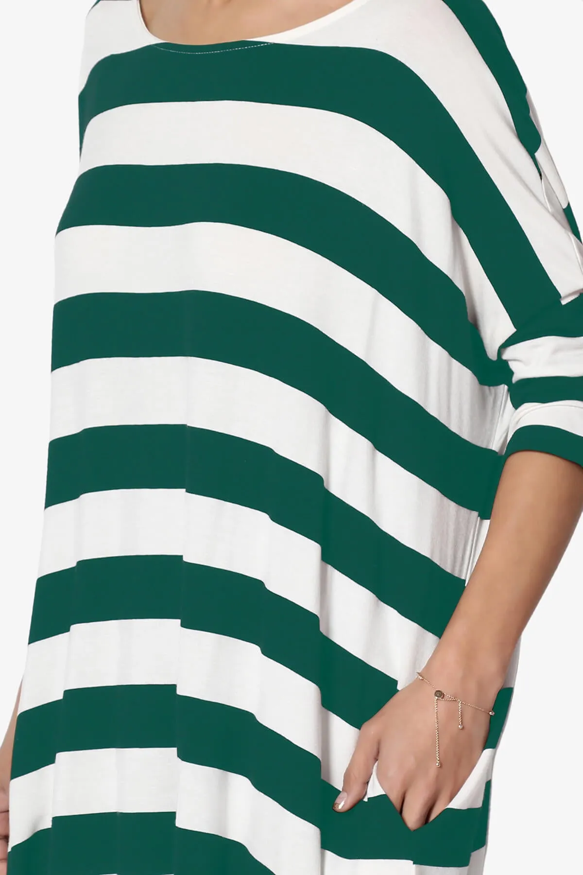 Timp Stripe Drop Shoulder Tunic Top
