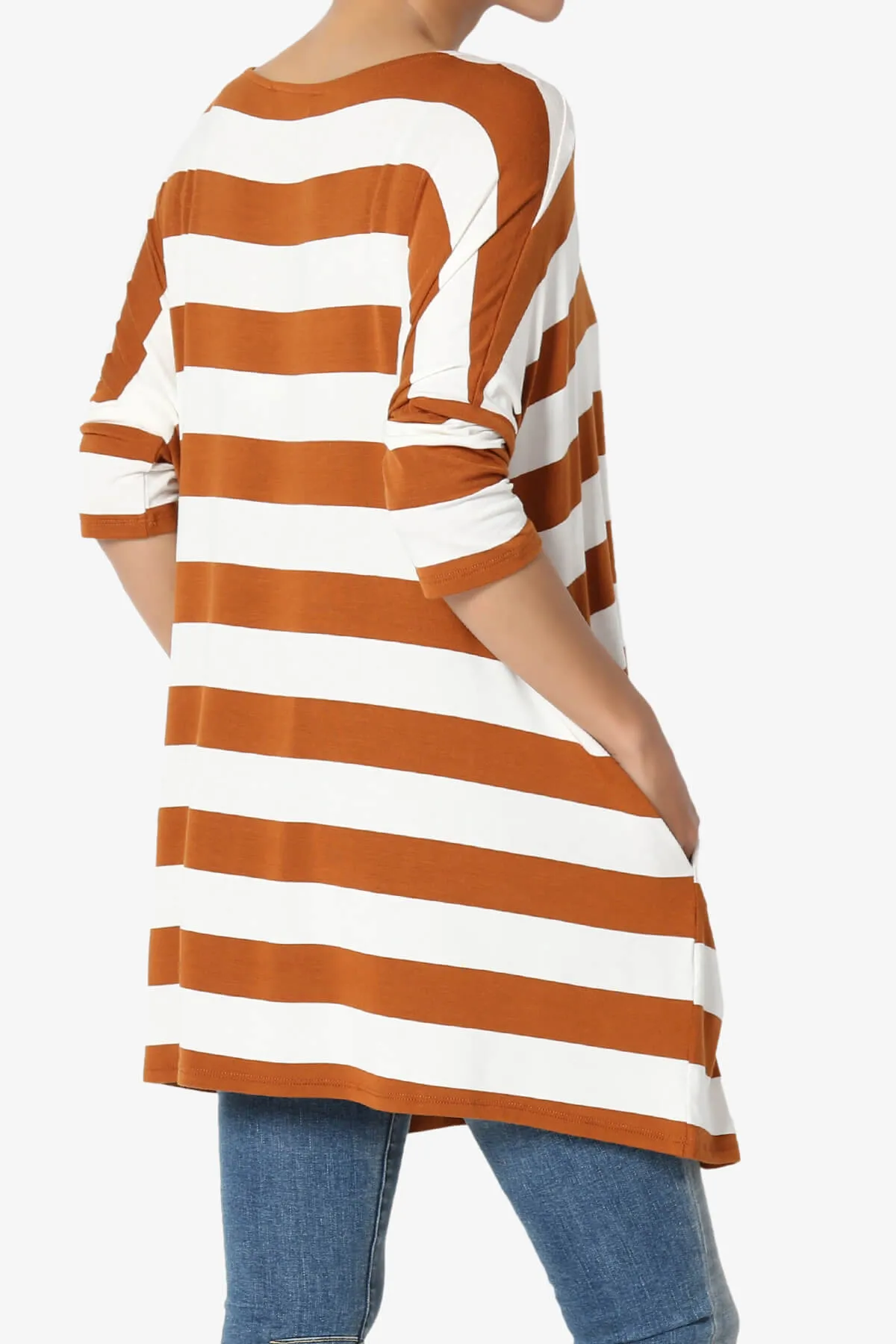 Timp Stripe Drop Shoulder Tunic Top
