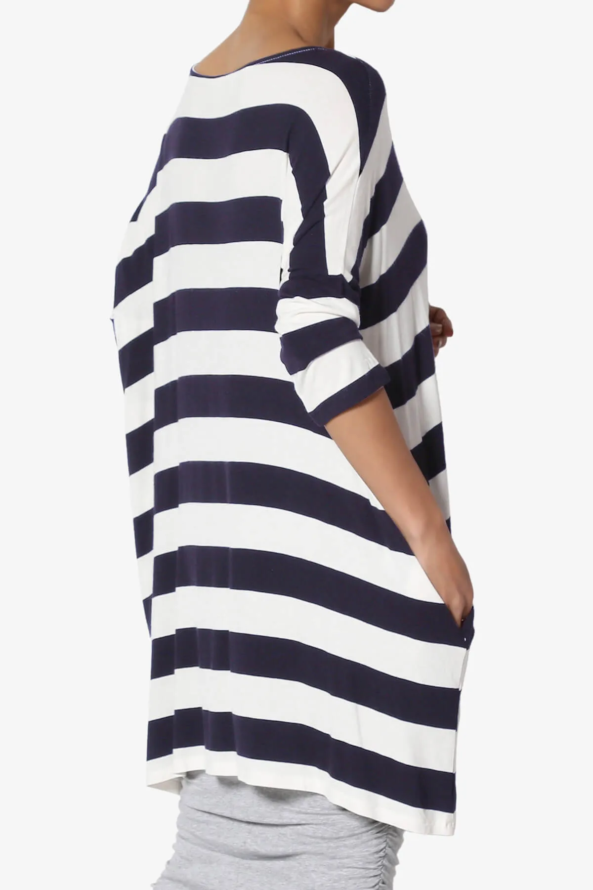 Timp Stripe Drop Shoulder Tunic Top