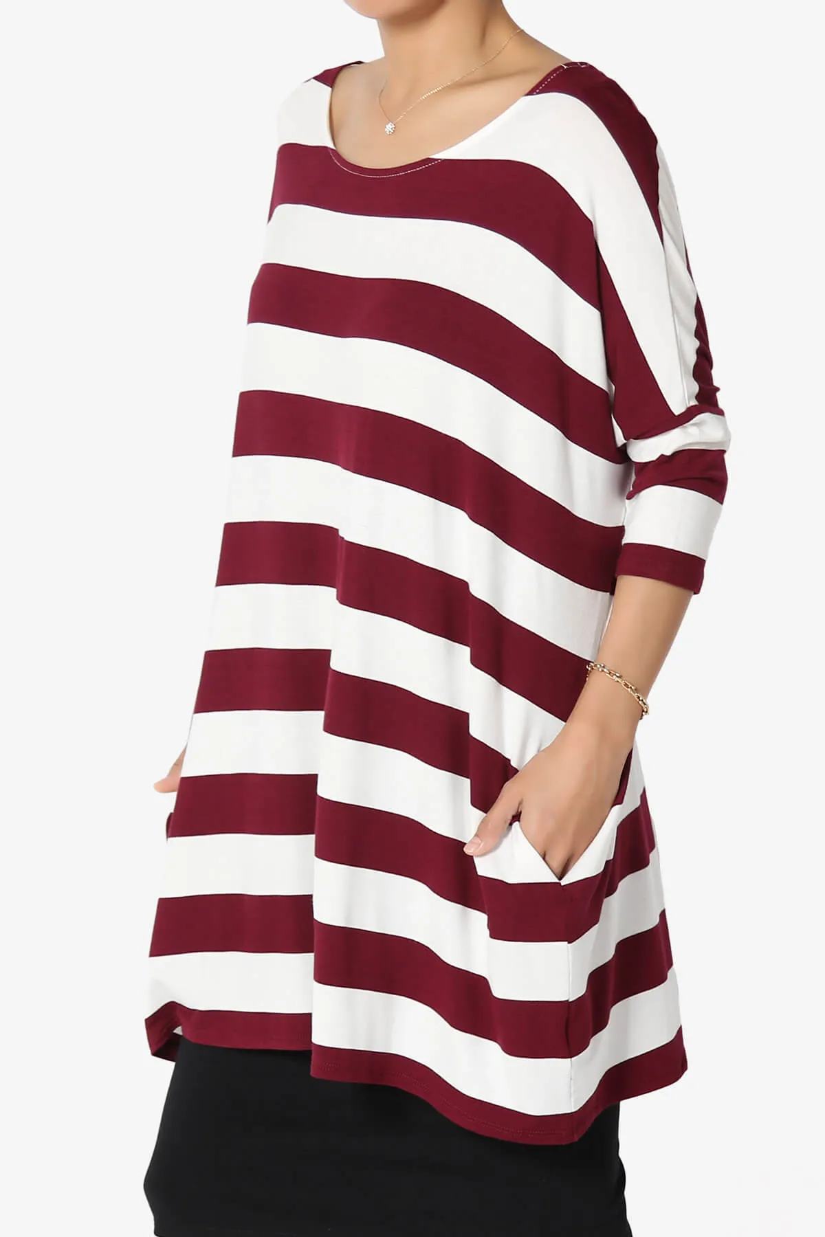 Timp Stripe Drop Shoulder Tunic Top