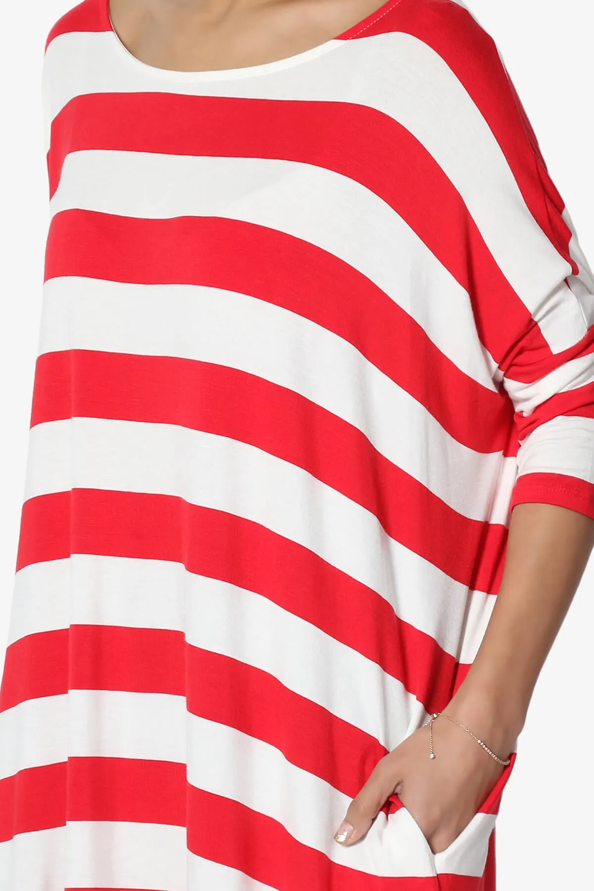 Timp Stripe Drop Shoulder Tunic Top