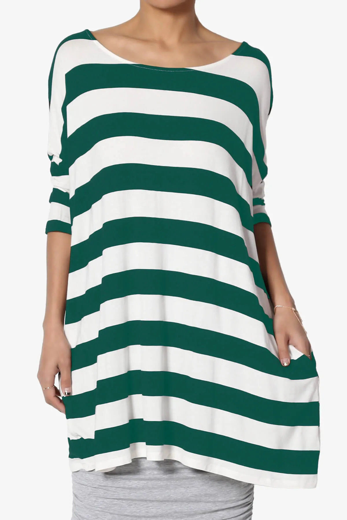 Timp Stripe Drop Shoulder Tunic Top