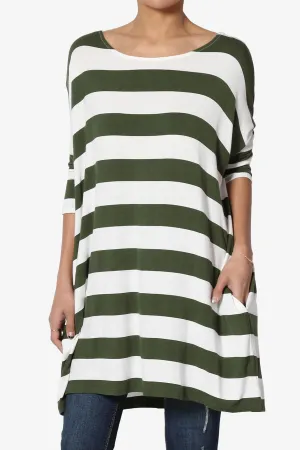 Timp Stripe Drop Shoulder Tunic Top