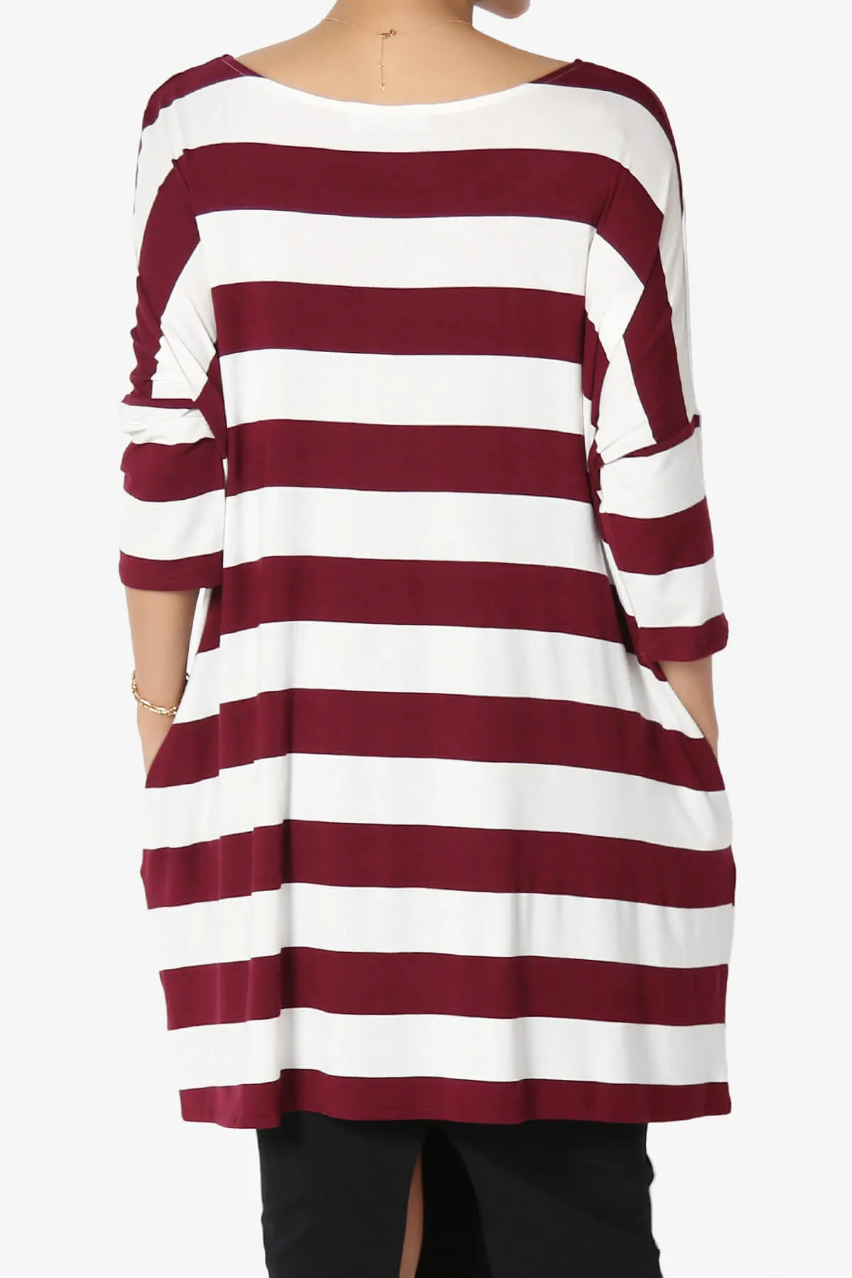 Timp Stripe Drop Shoulder Tunic Top