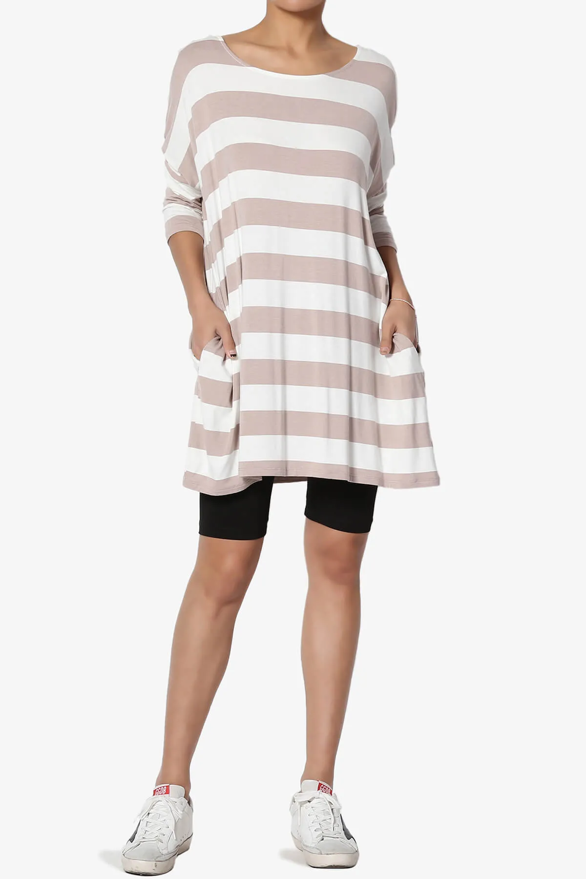 Timp Stripe Drop Shoulder Tunic Top