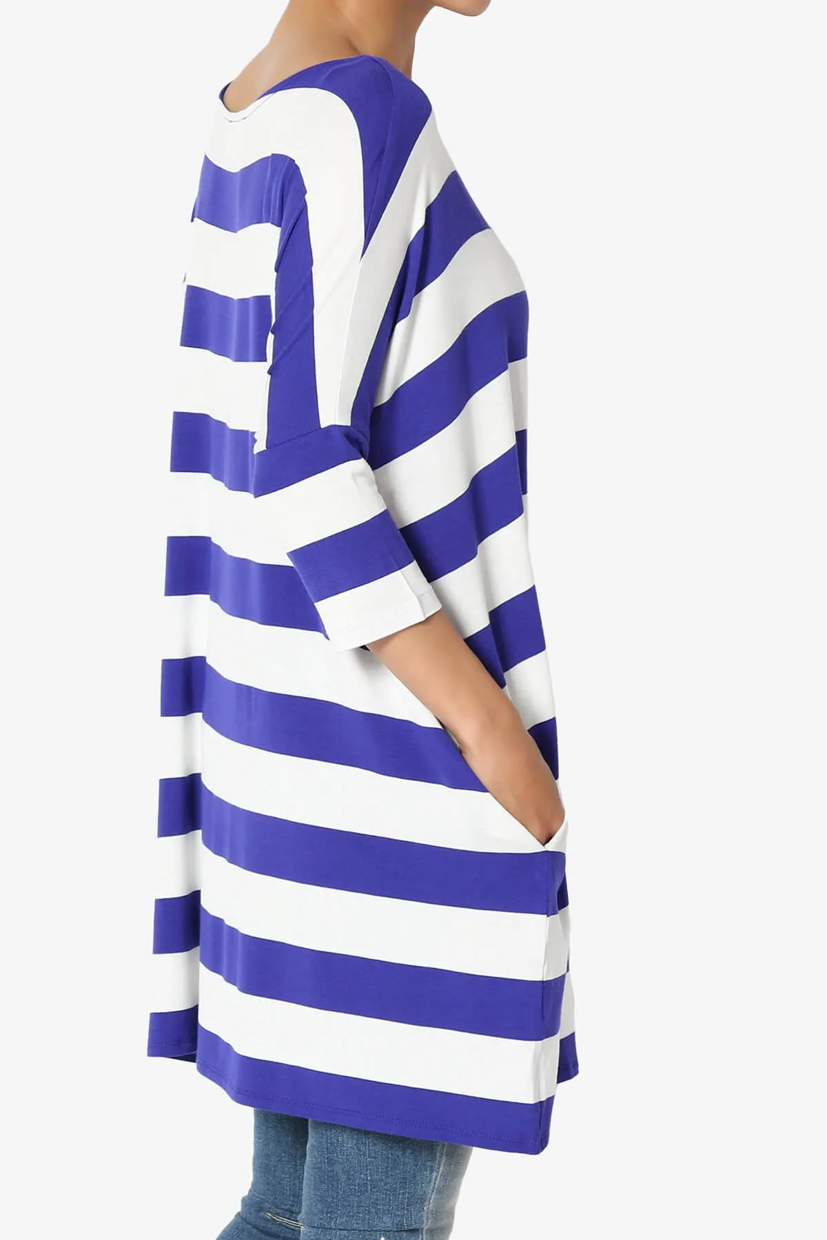 Timp Stripe Drop Shoulder Tunic Top