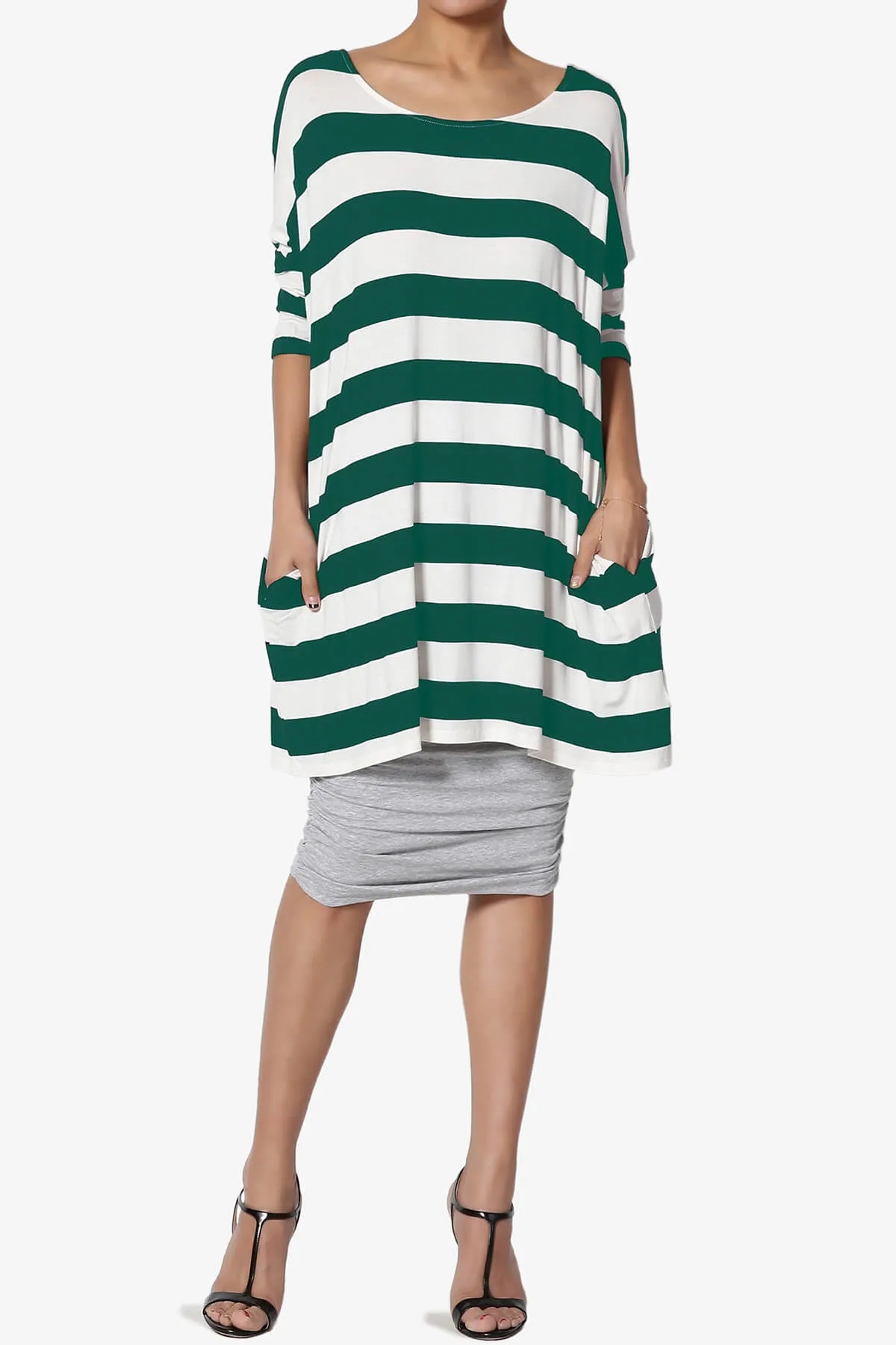 Timp Stripe Drop Shoulder Tunic Top