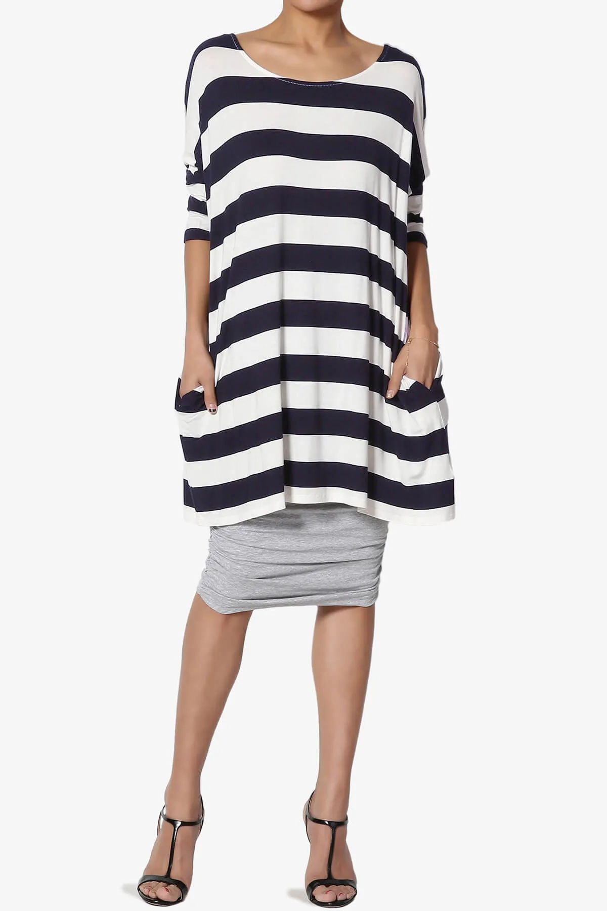 Timp Stripe Drop Shoulder Tunic Top