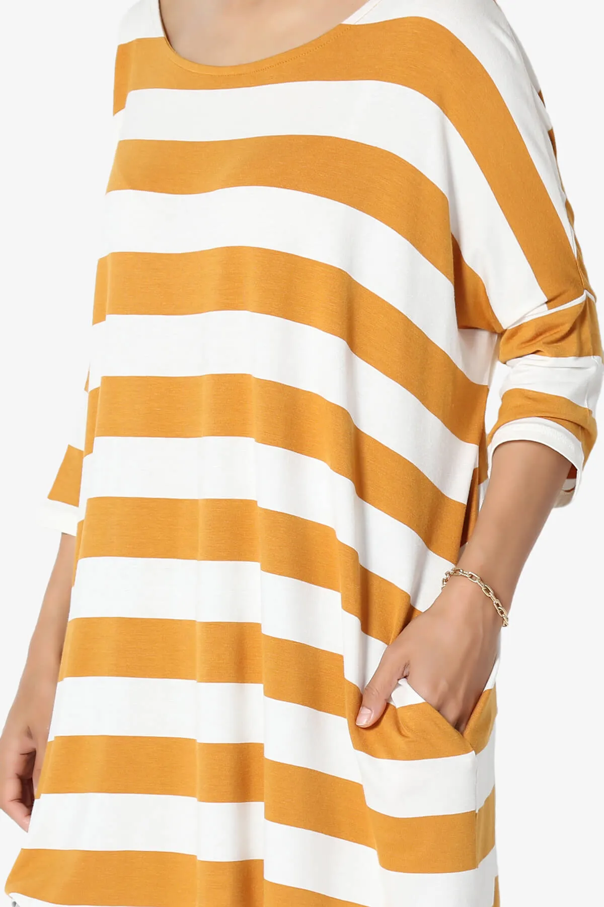 Timp Stripe Drop Shoulder Tunic Top