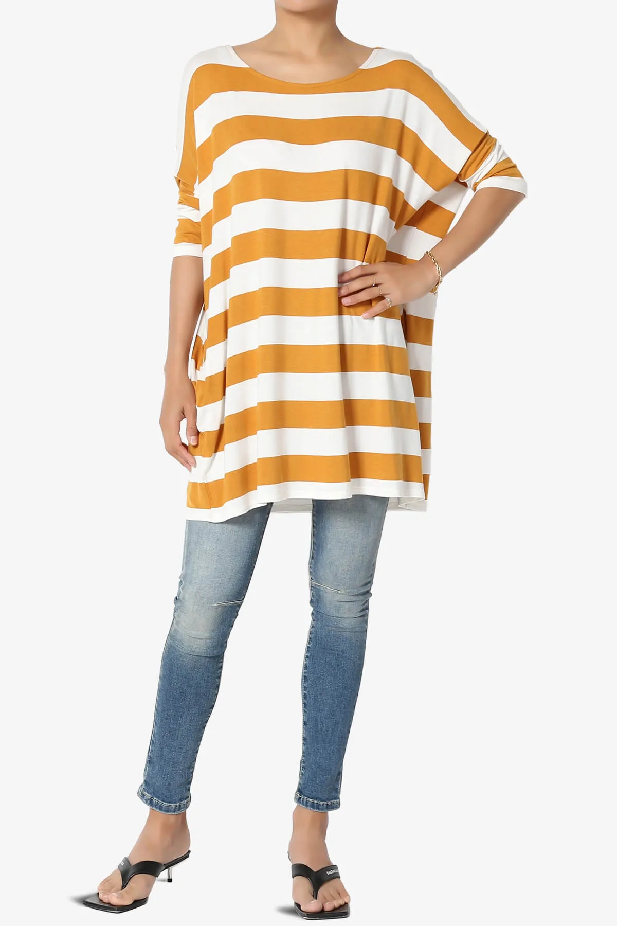 Timp Stripe Drop Shoulder Tunic Top