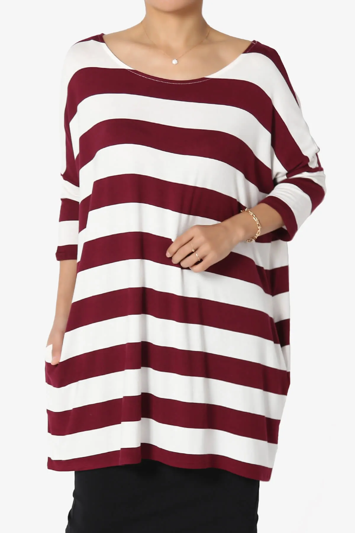 Timp Stripe Drop Shoulder Tunic Top