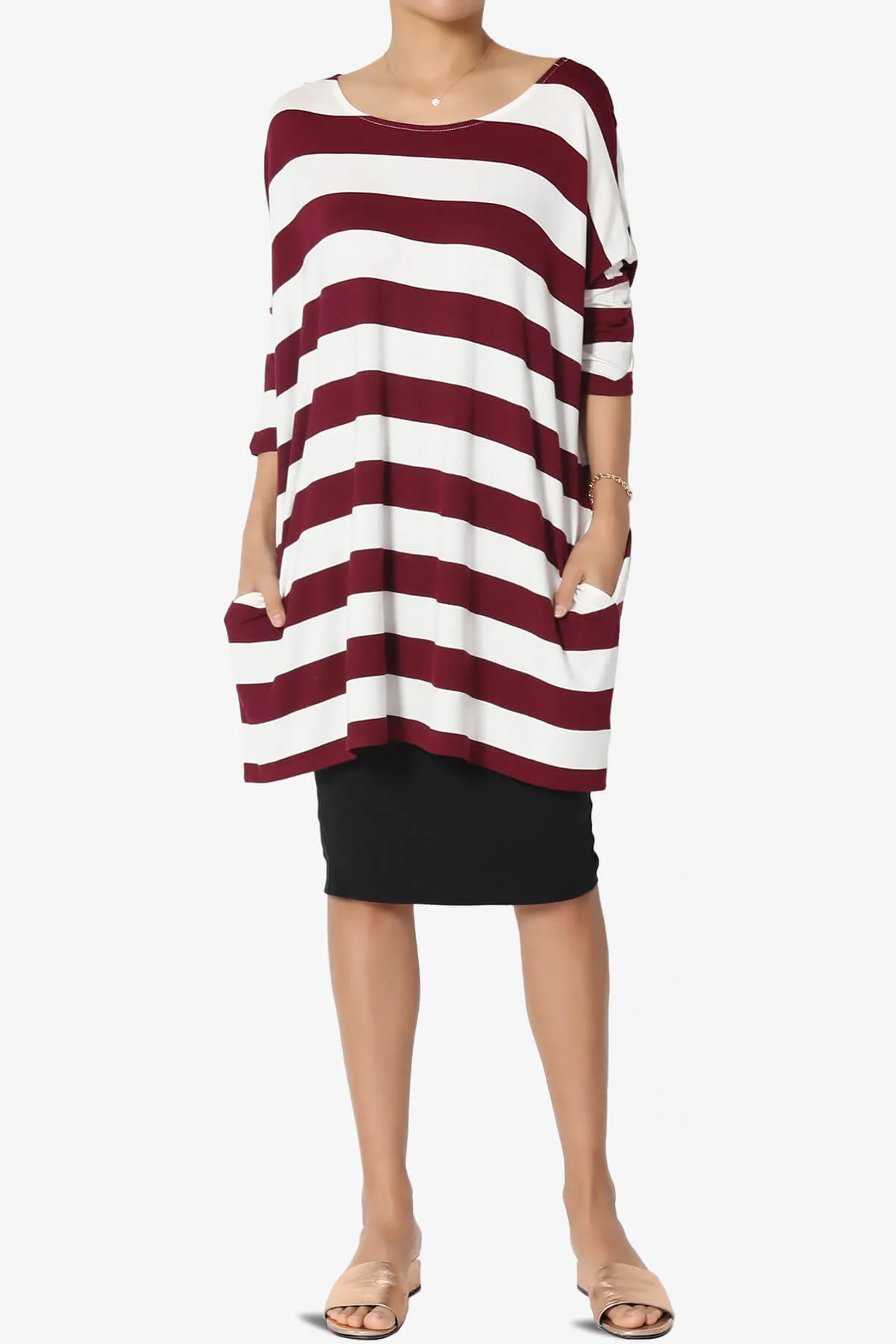Timp Stripe Drop Shoulder Tunic Top
