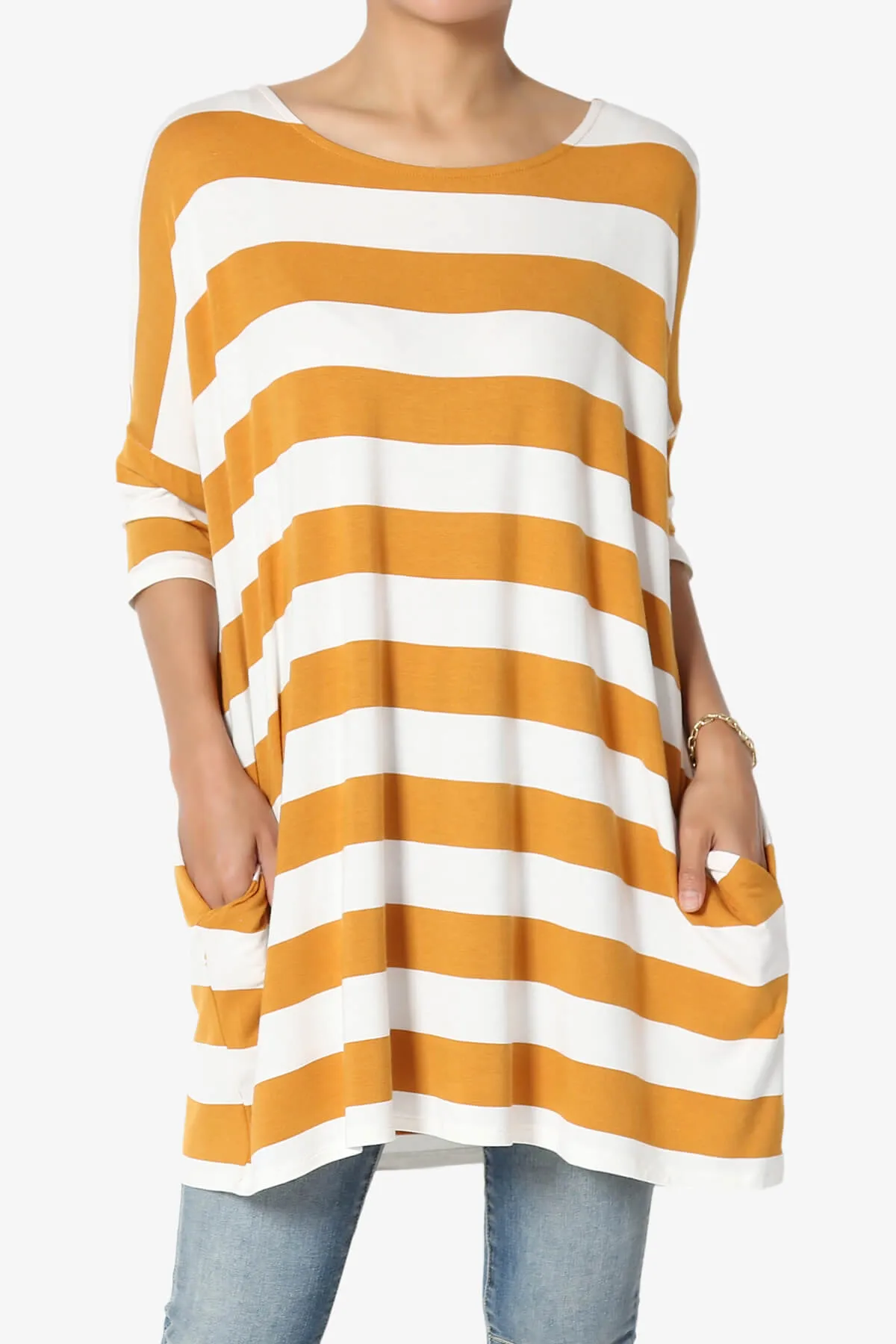 Timp Stripe Drop Shoulder Tunic Top