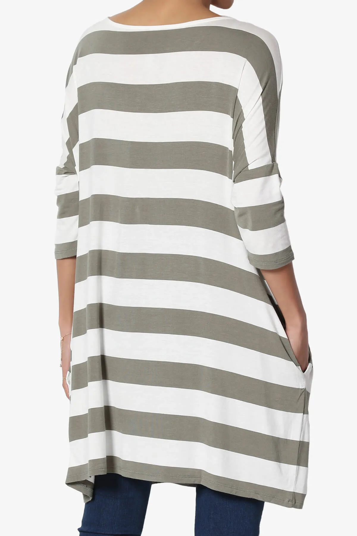 Timp Stripe Drop Shoulder Tunic Top