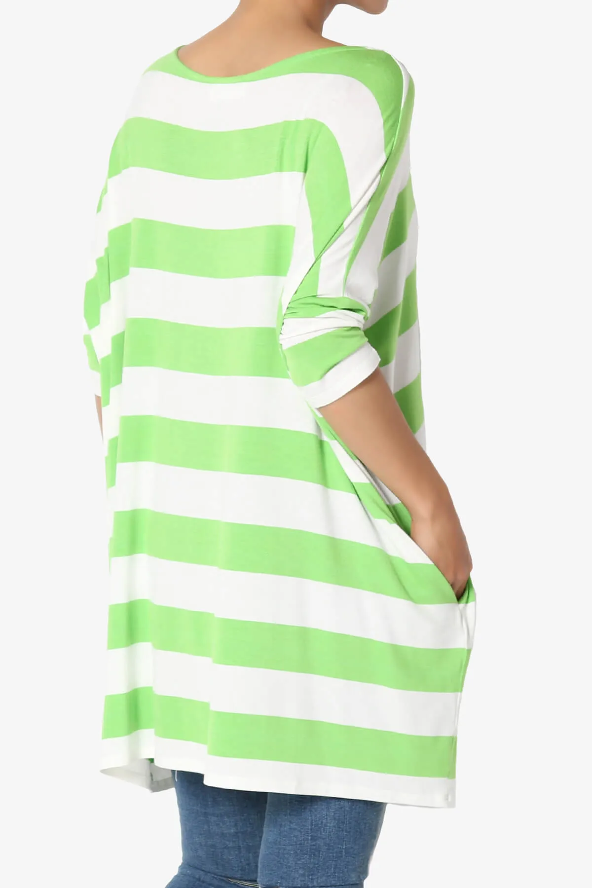 Timp Stripe Drop Shoulder Tunic Top