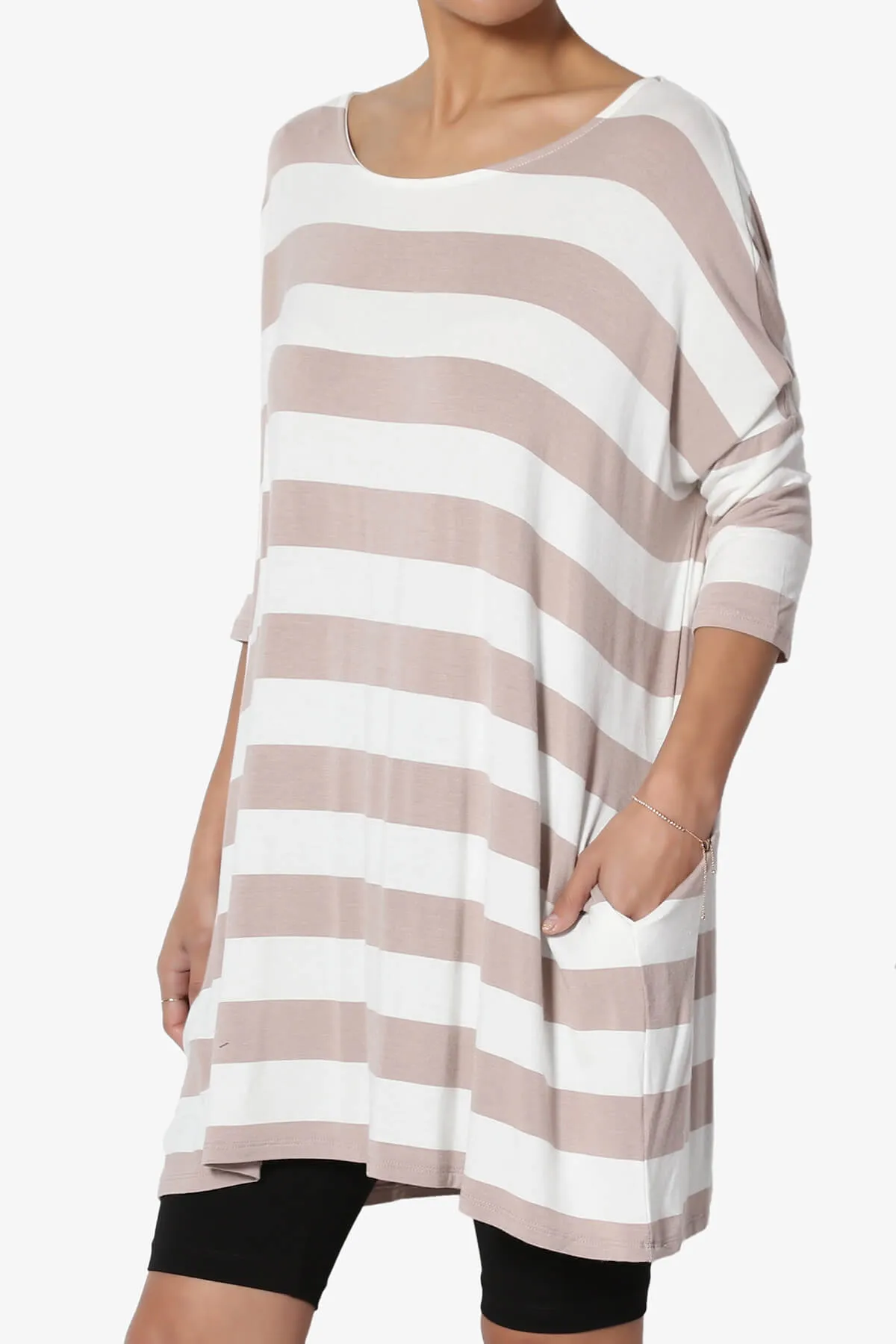 Timp Stripe Drop Shoulder Tunic Top