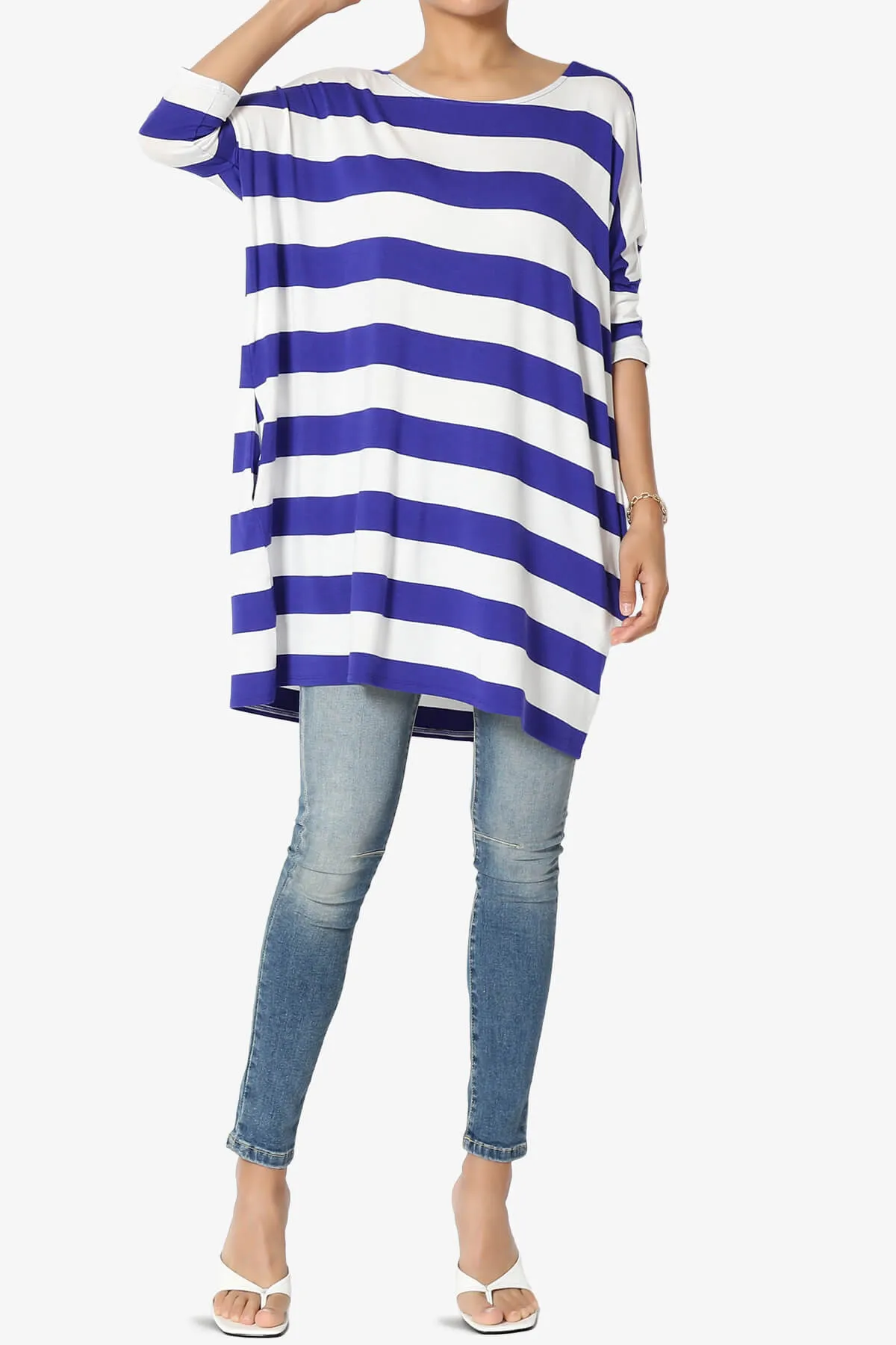 Timp Stripe Drop Shoulder Tunic Top