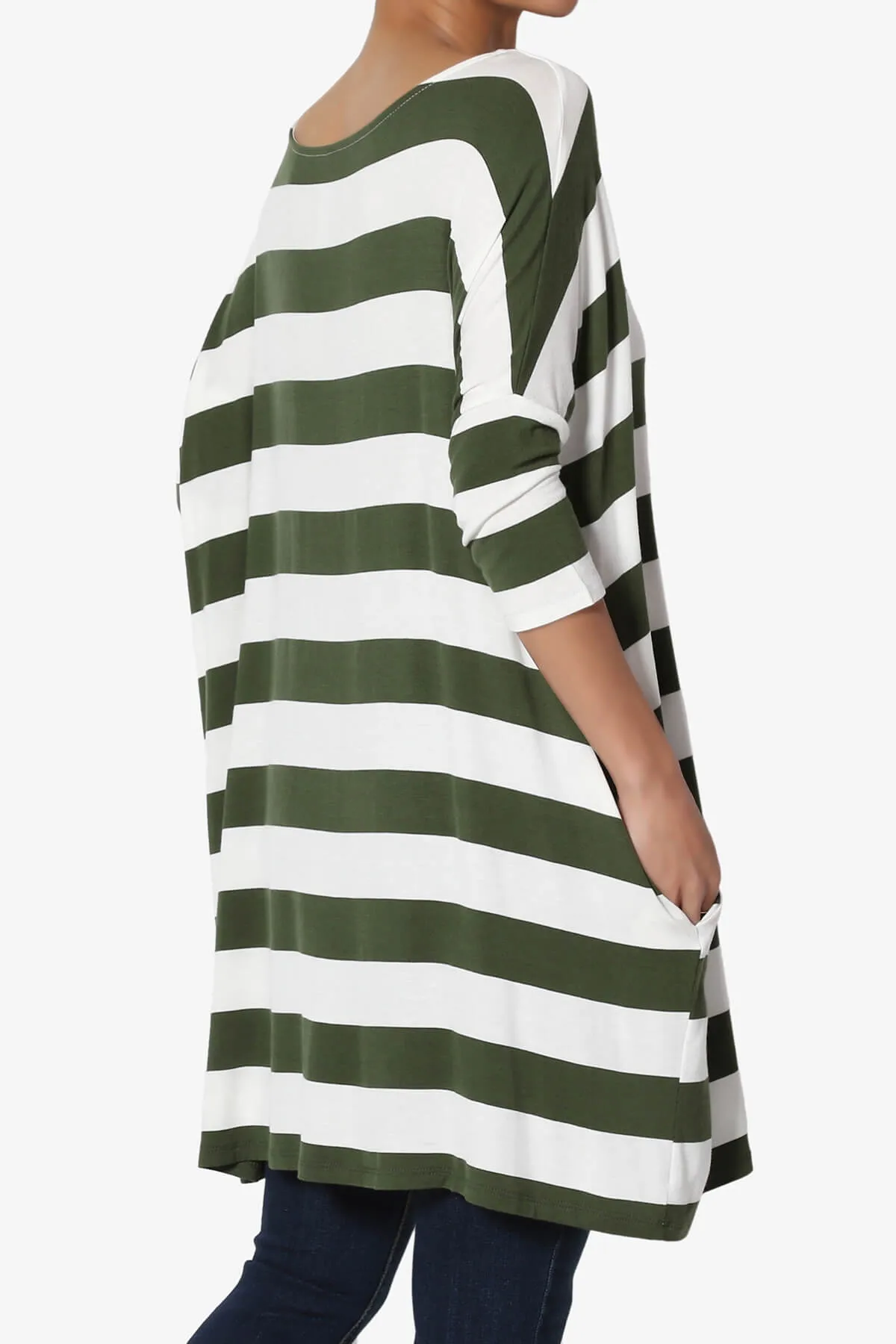Timp Stripe Drop Shoulder Tunic Top