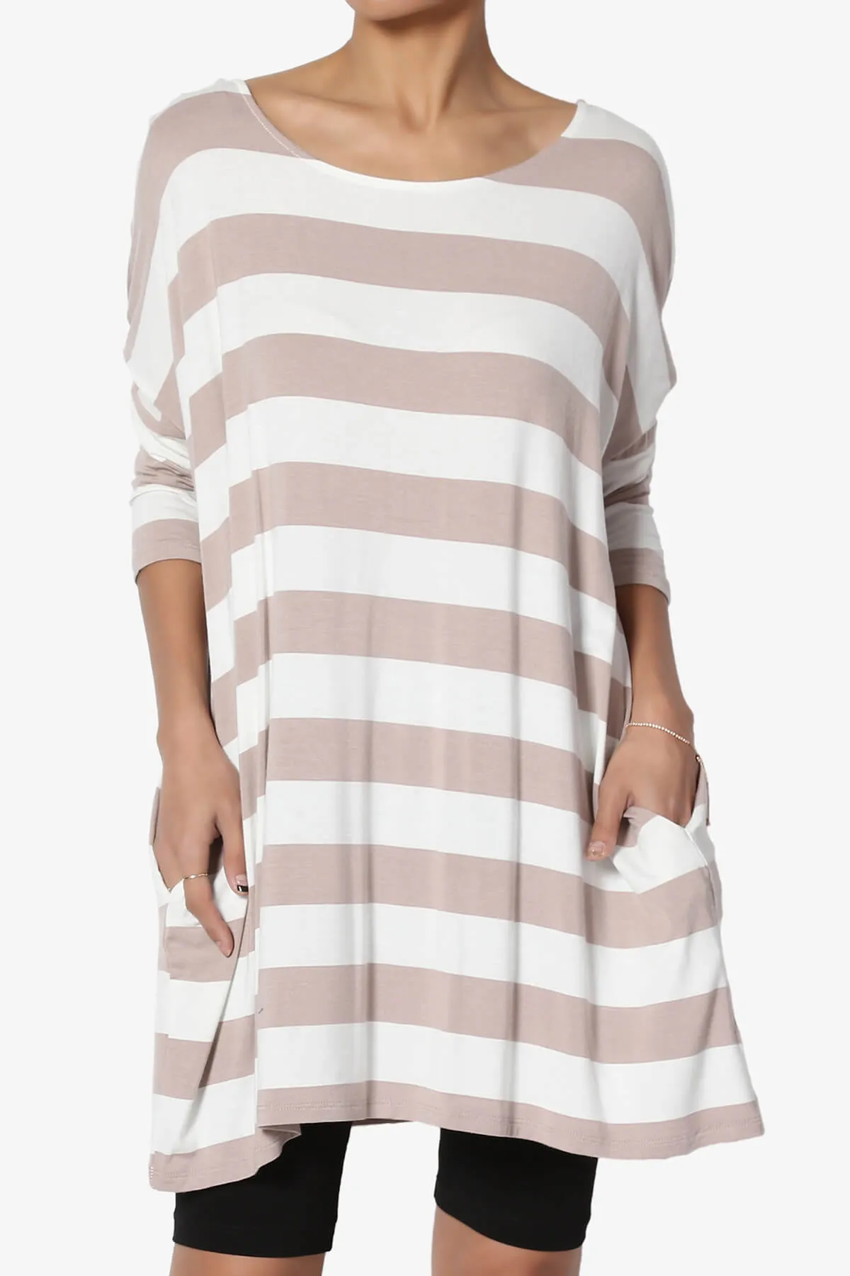 Timp Stripe Drop Shoulder Tunic Top