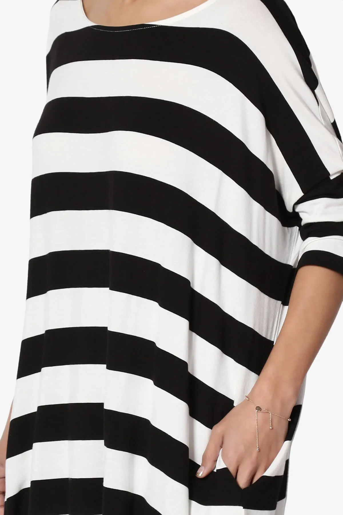 Timp Stripe Drop Shoulder Tunic Top